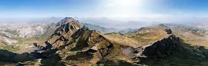 Jagged: Aerial view, panorama, jagged mountains, wild nature