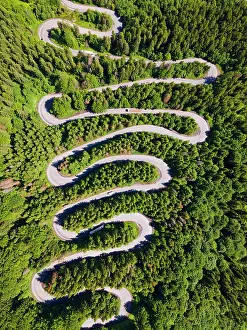 Romania: Aerial view, pass road, Bratocea Pass, Carpathians