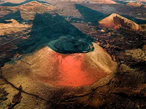 Igneous: Aerial view, red volcano Montana Colorada with volcano