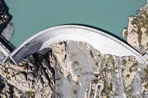 Home: Aerial view of reservoir dam Barrage du Vieux Emosson