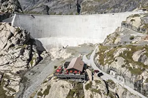 Home: Aerial view of reservoir dam Barrage du Vieux Emosson