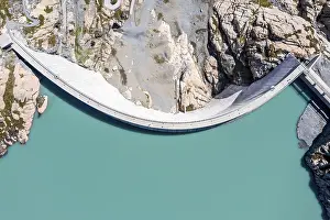 Home: Aerial view of reservoir dam Barrage du Vieux Emosson