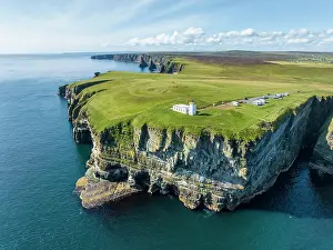 Stacks: Aerial view of the rugged coastal landscape at Duncansby H