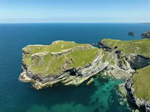 Cornwall: Aerial view of the rugged coastline on the Celti