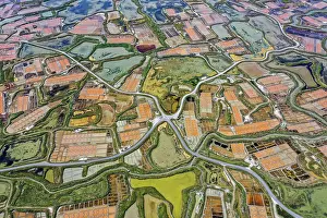 Marais: Aerial view of the salt marshes, salt fields of