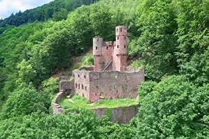 Medieval: Aerial view, Schadeck Castle, also known as Swallows