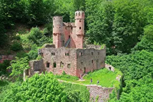 Medieval: Aerial view, Schadeck Castle, also known as Swallows