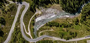 Lechtal: Aerial view of serpentines on the Namlos Pass, Lechtaler