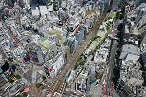 Line: Aerial view of Shibuya Scramble Crossing