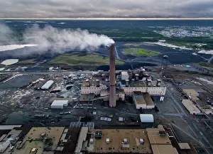 Scrap: Aerial view of smoke billowing from stack at Vale