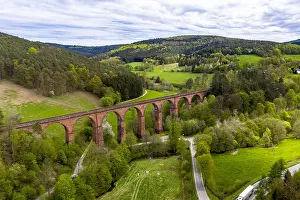 Viaduct: Aerial view, stone arch bridge Himb&, x48e8;el viaduct