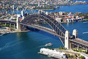 Bridges: Aerial view of Sydney Harbour Bridge, Sydney, New