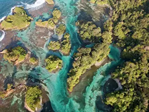 251020: Aerial view, tropical mangrove islands in the Caribbean