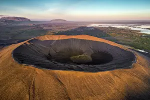 Myvatni: Aerial view of the tuffring crater Hverfjall in