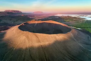 Myvatni: Aerial view of the tuffring crater Hverfjall in
