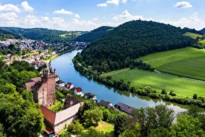 Hilltop: Aerial view of the Vierburgeneck Schadeck Castle
