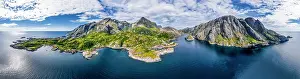 Cabins: Aerial view, view of harbour and rorbuer cabins