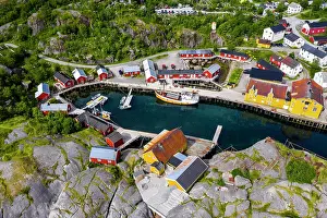Cabins: Aerial view, view of harbour and rorbuer cabins