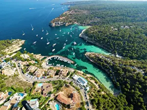 Yachts: Aerial view, villas and yachts at Portals Vells