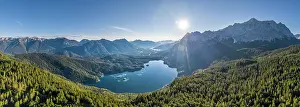 Werdenfelser: Aerial view, Zugspitze massif with Zugspitze, Wetterstein