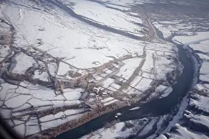 Joanna Van Gruisen: Aerial winter view of the Indus and villages