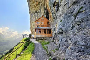 Huts: Aescher Mountain Inn at the Wildkirchli caves below