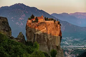 Spotlighted: Agia Triada Monastery at sunrise, Meteora monastery