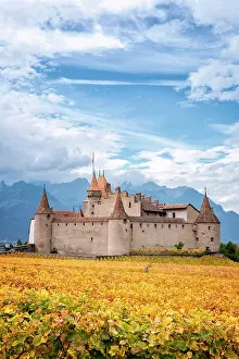 Medieval: Aigle Castle surrounded by vineyards, Aigle, Vaud