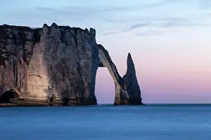 Etretat: Aiguille d'Etretat and Porte d'Aval in the evening