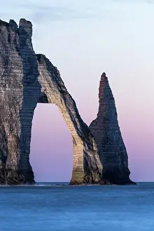 Etretat: Aiguille d'Etretat and Porte d'Aval in the evening