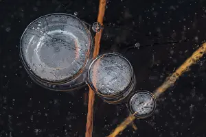 Bubbles: Air Bubbles in the ice, abstract, winter, Goldenstedter