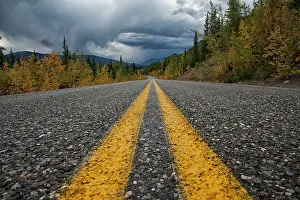 Highways: Alaska Highway in storm Yukon, Canada