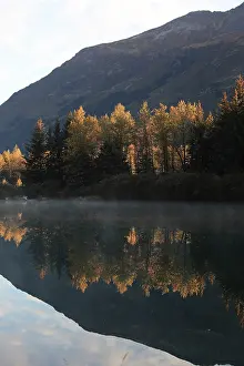 Chugach: Alaska lake with Autumn colour reflections