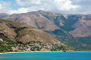 Prisma: Albania, Qeparo beach with mountainous landscape