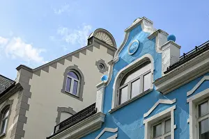 Fjord: Alesund, Norway. Art deco architecture, painted historic