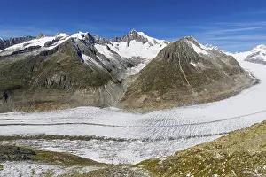 Climate: Aletsch glacier, glacier tongue, panorama, climate change
