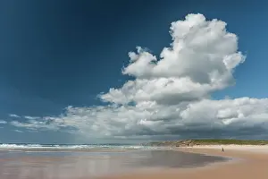 Wide: Algarve beach, wide, clear, blue sky, cloud, summer