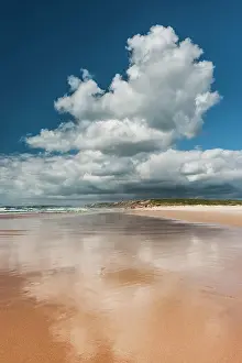 Wide: Algarve beach, wide, nobody, clear, blue sky, cloud