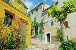 Majorca: Alley with houses in the village of Estellencs