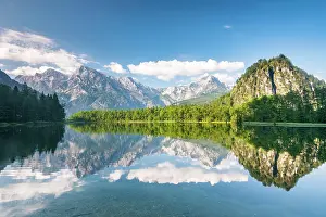 Styria: Almsee with reflection, Totes Gebirge, Granau, Almtal
