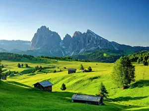 Alpe: Alpe di Siusi, Sassolungo, Plattkofel, in the morning
