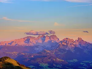 Salzkammergut: Alpine panorama, Hoher Dachstein at dusk, Upper