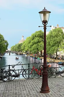 Bicycle: Amsterdam, Holland, Old gas lamp post and