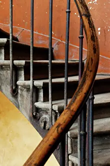 Railing: Ancient staircase in building near Rue de