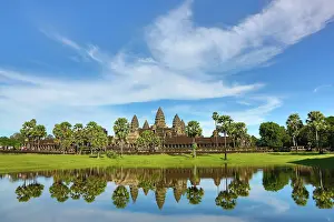 Angkor Wat Temple and reflection in lake in Siem Reap, C
