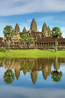 Angkor: Angkor Wat Temple and reflection in lake in Siem Reap, C