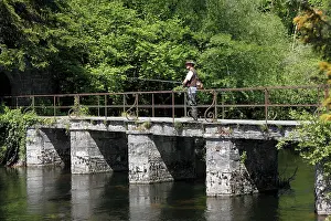 Bridges: Angler on a bridge, River Cong, Cong, County Mayo