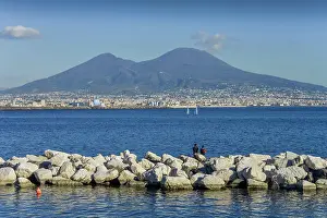 Naples: Angler, Harbour Area, Vesuvius, Naples, Italy, Europe