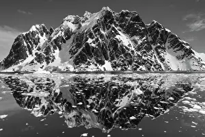 Lemaire: Antarctica, Black and white image of mountain