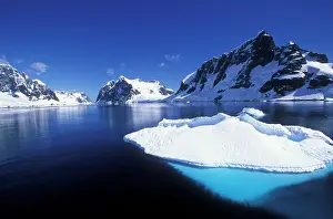 Lemaire: Antarctica, Morning sun lights iceberg floating